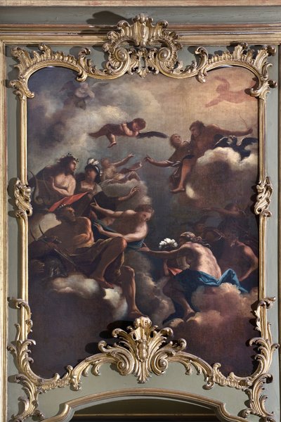 The Council of the Gods: Zeus on Olympus surrounds divinities by Italian School