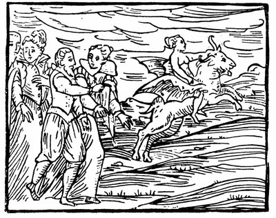 The Devil, in Form of a Flying Goat, Carrying a Witch to the Sabbath, Illustration from Compendium Maleficarum by Francesco Maria Guazzo, 1608 by Italian School