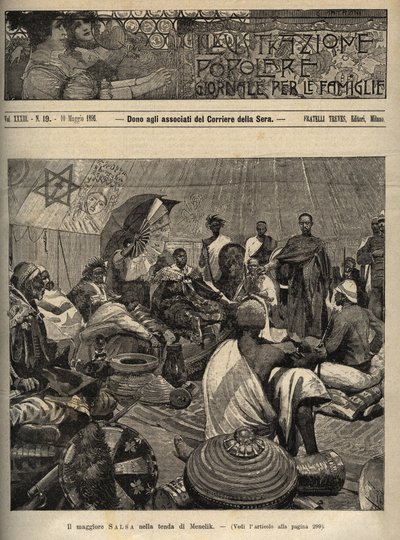 The First Italo-Ethiopian War: Major Tommaso Salsa and Captain Annibale Anghera before Emperor Menelik II by Italian School