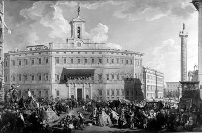 The Lottery in Piazza Montecitorio, by Paolo Panini, 18th Century by Italian School