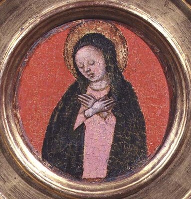 The Virgin Mary, right hand side of a triptych (detail) by Italian School