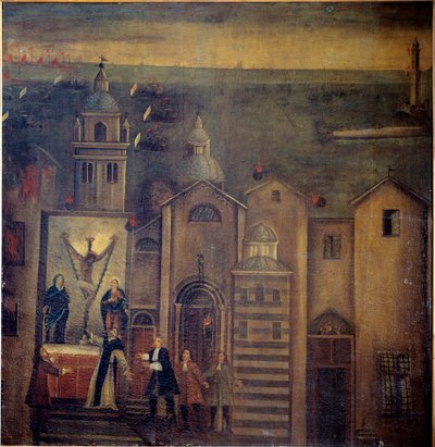 The church of Santa Maria del Castello hit during the bombing of the French in 1684, Genoa by Italian School