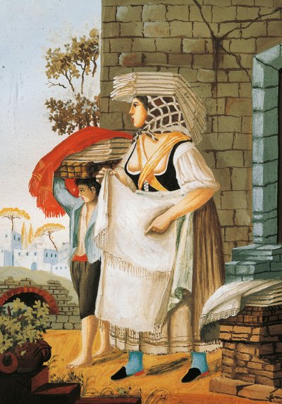 The linen and lace seller in Naples, Italy by Italian School