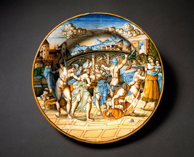 The massacre of the innocents. Ceramic plate produced in Urbino in the workshop Fontana, Italy. Circa 1566. National Museum of Bargello, Florence, Italy by Italian School
