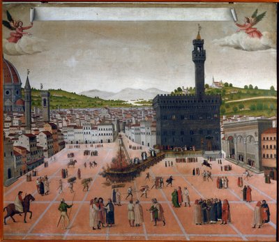The pyre of Girolamo Savonarola in Piazza della Signoria, Florence in 1498 by Italian School