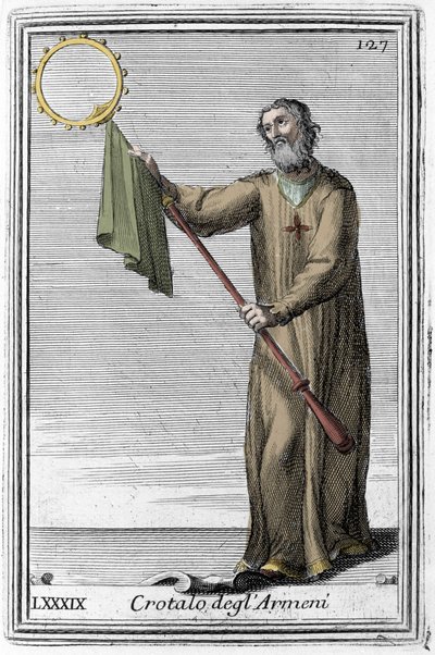 The rattlesnake of the Armenians: an ancestor musical instrument of the castanets. Engraving from “Gabinetto Armonico pieno d