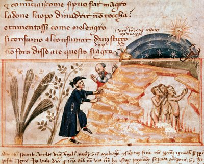 The souls of the lustful (song 25 from Purgatory, in the Divine Comedy) - Miniature by Italian School
