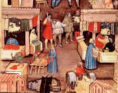 The Walk of the Square Ravegnana in Bologna with Cloth Merchant by Italian School