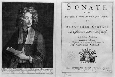 Title Page of Sonate a Tre with a Portrait of Arcangelo Corelli (1653-1713) by Italian School