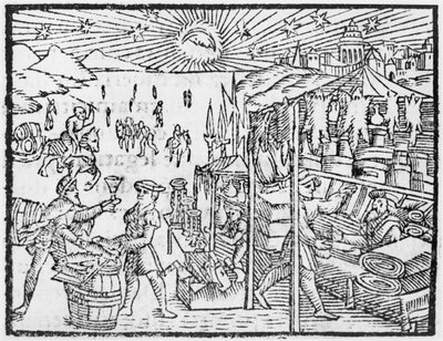 Trade in Scandinavia, illustration from Historia de Gentibus Septentrionalibus by Olaus Magnus, published in Rome, 1555 by Italian School