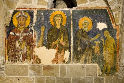 Triptych depicting San Cataldo, La Maddalena and San Zosimo administering communion to Santa Maria Egiziaca, Crypt of the Cathedral by Italian School