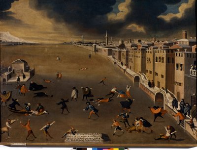 Venice: The frozen lagoon in the neighborhood of Fondamenta Nuove in the 18th century by Italian School