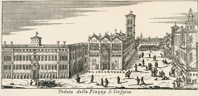 View of Piazza San Crispino and Ferrara Cathedral by Italian School