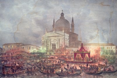 View of the Chiesa del Redentore and Boats on Carnival Day by Italian School