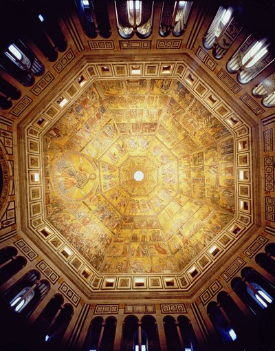 View of the Mosaic Ceiling, begun in c.1225 by Italian School