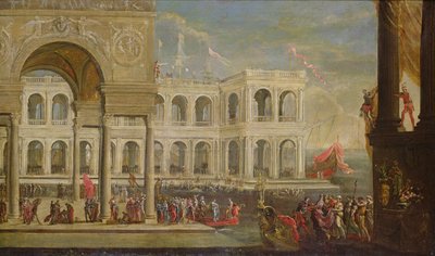 View of the Palace and Queen Joanna I of Naples by Italian School