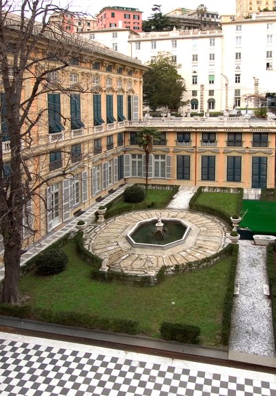 View of the Courtyard of the Palazzo Bianco (or Palace of Luca Grimaldi) built in 1530 and 1540 in Genoa, Italy by Italian School