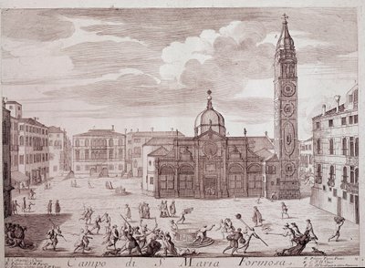 View of the Square of the Church of Santa Maria Formosa in Venice by Italian School