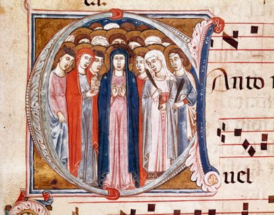 Virgin Surrounded by Saints (Lettrine A) by Italian School