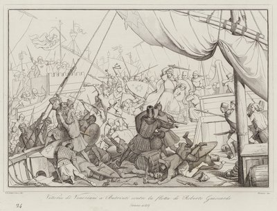 Victory of the Venetians at Butrinto against the fleet of Robert Guiscard by Italian School