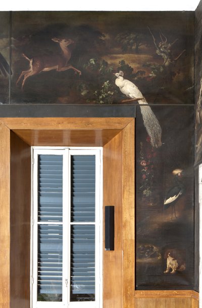 White Peacock, Roe Deer and Grey Crowned Crane, Myth of Orpheus by Italian School