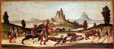 Wildlife Hunting Scene, painting of the Sienese school by Italian School