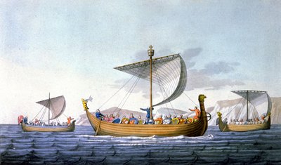 William the Conqueror and his Navy, going to England, illustration from 