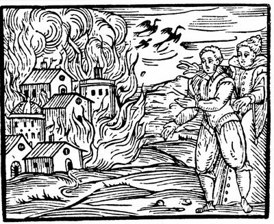 Witches Destroying a House by Fire, Swabia in 1533, Illustration from Compendium Maleficarum by Francesco Maria Guazzo, 1608 by Italian School
