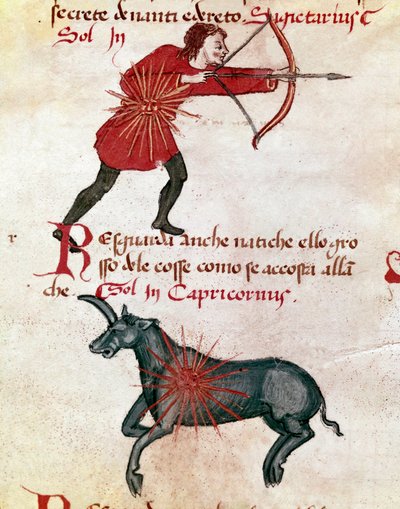 Zodiac Signs: Sagittarius and Capricorn by Italian School