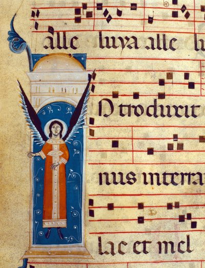 Detail of the angel from Gradual, c.1260 (detail) by Italian School
