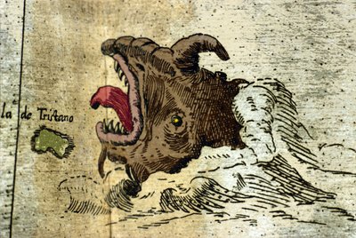 Representation of a marine monster near the Tristan da Cunha archipelago. Detail of the Atlas of Urbano Monte by Italian School