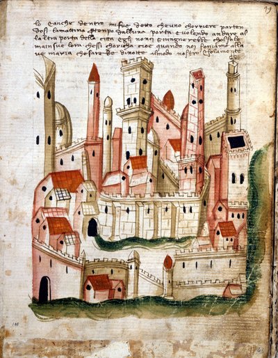 View of the city of Jerusalem, from Libro dOltramare by Niccolo da Poggibonsi by Italian School Italian School