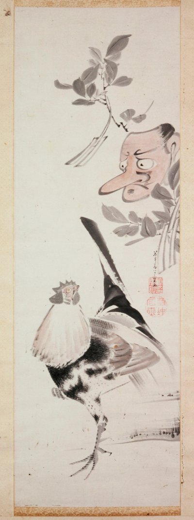Cockerel and Tengu-Mask, c.1775 by Ito Jakuchu