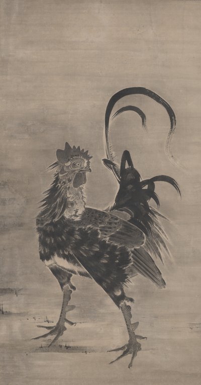 Roosters, Hen, and Chicks, Left of a Pair, 1795 by Ito Jakuchu