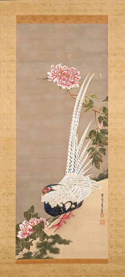 Silver Pheasant and Peonies by Ito Jakuchu