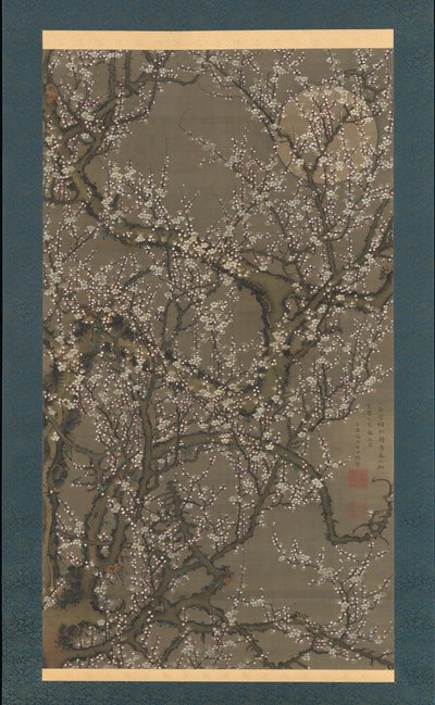 White Plum Blossoms and Moon, 1755 by Ito Jakuchu