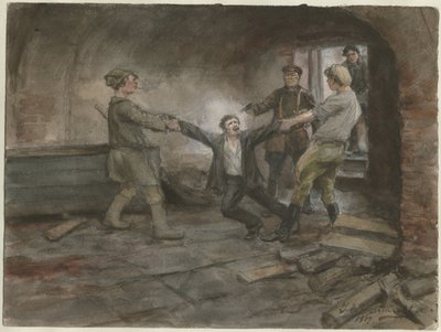Man being held and executed from the series of watercolors Russian revolution by Ivan Alexeyevich Vladimirov