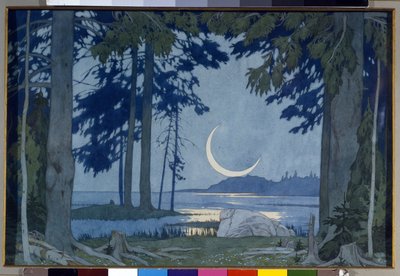Night at the Lake Ilmen. Stage Design for the Opera Sadko by N. Rimsky-Korsakov by Ivan Yakovlevich Bilibin