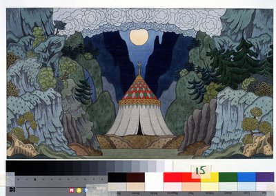 Stage design for the opera The Golden Cockerel by N. Rimsky-Korsakov by Ivan Yakovlevich Bilibin