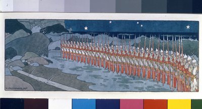 Thirty-Three Bogatyrs (Illustration for "The Tale of Tsar Saltan" by Alexander Pushkin) by Ivan Yakovlevich Bilibin
