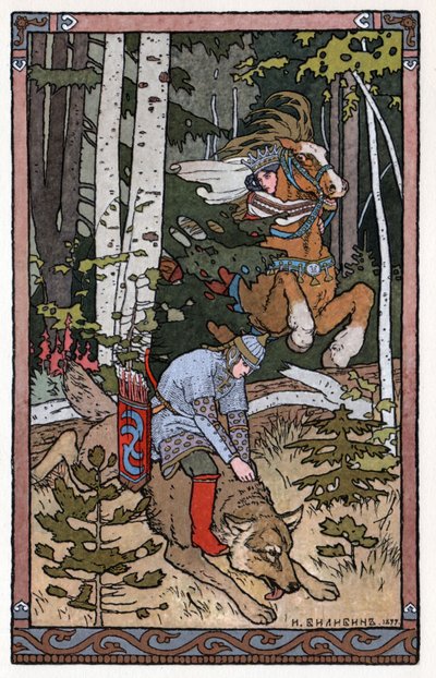 Tsarevitch Ivan, the Fire Bird and the Gray Wolf by Ivan Yakovlevich Bilibin