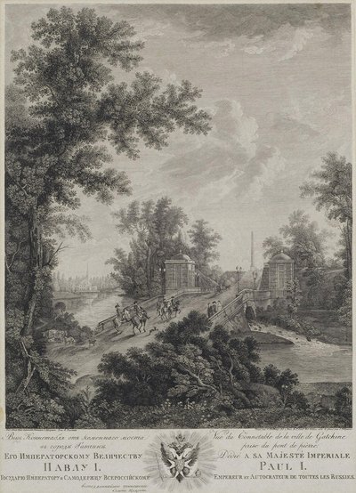 View of Connetable Square from the Stone Bridge in Gatchina, 1800 by Ivan Dmitryevich Telegin