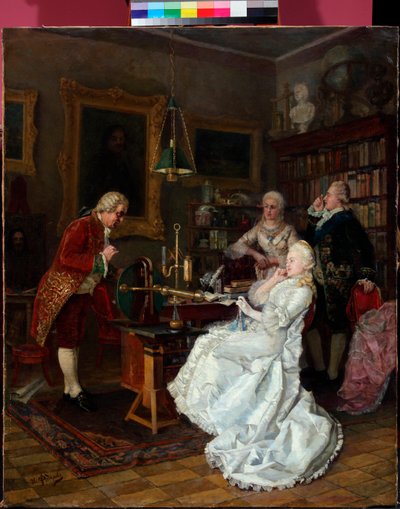 Empress Catherine visiting Mikhail Lomonosov by Ivan Feodorov