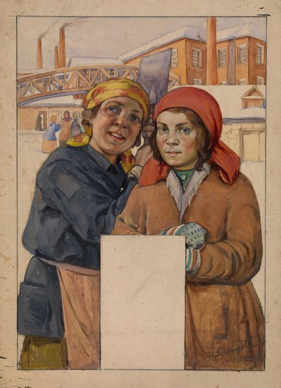 Two Factory Workers by Ivan Georgievich Drozdov