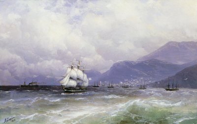 A Coastal Landscape with Shipping off Trebizond by Ivan Konstantinovich Aivazovsky