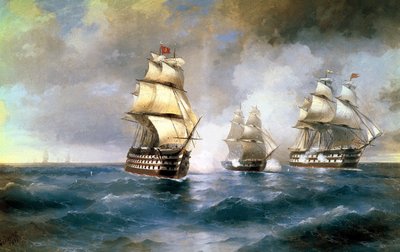 Brig Mercury Attacked by Two Turkish Ships on May 14th, 1829 by Ivan Konstantinovich Aivazovsky
