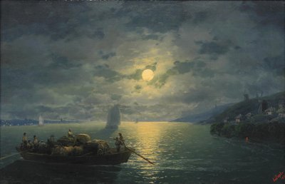 Crossing the Dnepr River at Moonlit Night by Ivan Konstantinovich Aivazovsky