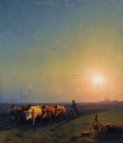 Ploughing the Fields, Crimea by Ivan Konstantinovich Aivazovsky