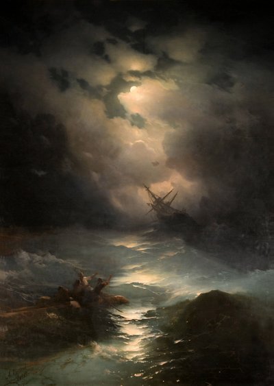 North Sea Storm by Ivan Aivazovsky by Ivan Konstantinovich Aivazovsky