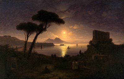 The Bay of Naples at Moonlit Night by Ivan Konstantinovich Aivazovsky